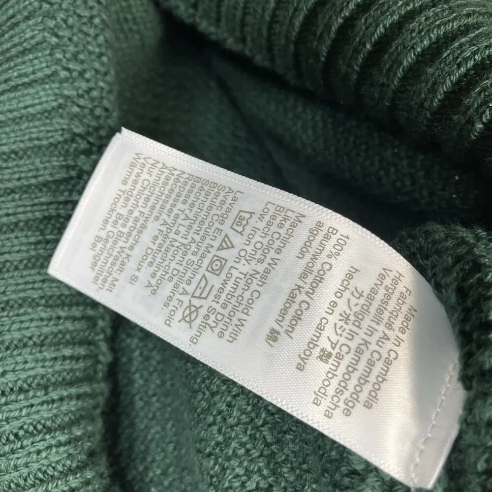 J Crew Sweater Mens S Green Crewneck Premium Basket-stitch Cotton Smart Casual
